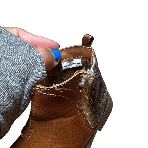 Oshkosh B’Gosh Toddler Girl Glitter Heel Ankle Boots Size 5 Brown and Gold - Picture 9 of 9